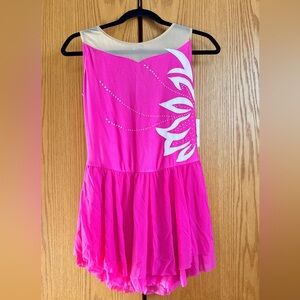 Pink Leotard Ice Dress with White Accents